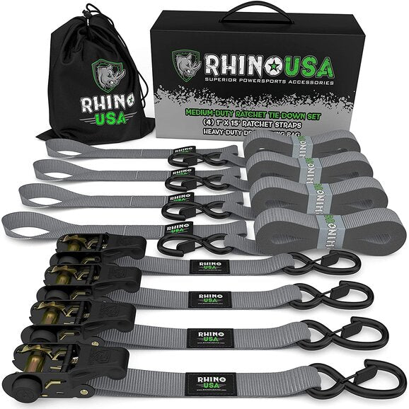 Load image into Gallery viewer, Rhino USA Medium Duty 1&quot; x 15&#39; Ratchet Tie-Down Set
