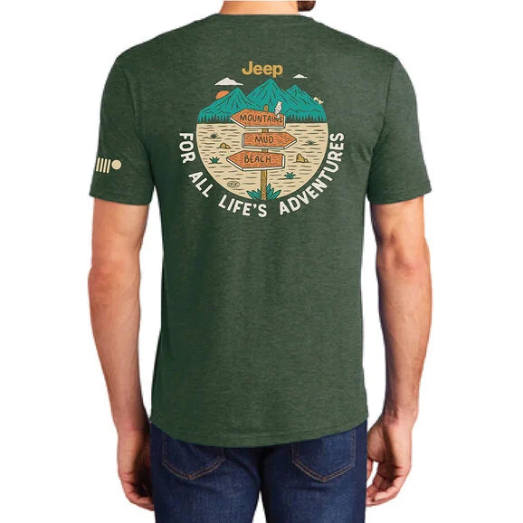 Load image into Gallery viewer, Jeep Merchandise Men&#39;s Jeep For All Life&#39;s Adventures T-Shirt in Heather Forest Green
