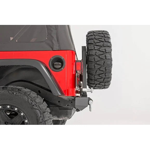 Load image into Gallery viewer, Rough Country 10592A Classic Full Width Rear Bumper with Tire Carrier for 87-06 Jeep Wrangler YJ &amp; TJ
