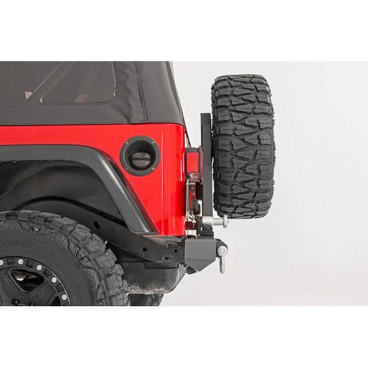 Rough Country 10592A Classic Full Width Rear Bumper with Tire Carrier for 87-06 Jeep Wrangler YJ & TJ