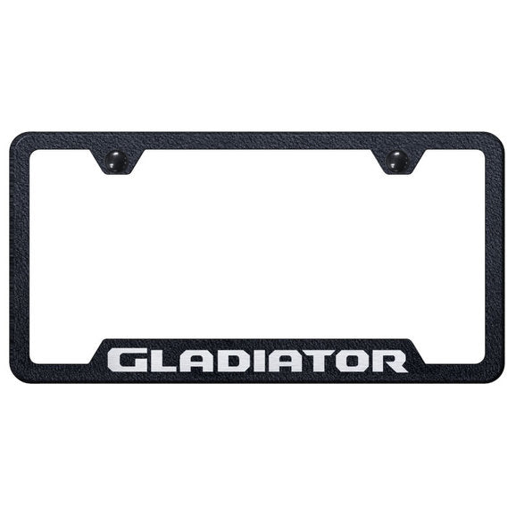 Load image into Gallery viewer, Automotive Gold Laser Etched Stainless Gladiator Cut-Out License Plate Frame
