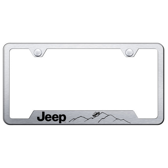 Load image into Gallery viewer, Automotive Gold Laser Etched Stainless Jeep Mountain License Plate Frame
