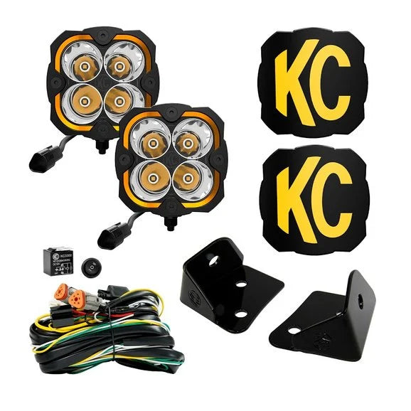 Load image into Gallery viewer, KC HiLiTES Flex Era 4 LED Lights with Pillar Mounts for 07-21 Jeep Wrangler JK, JL &amp; Gladiator JT
