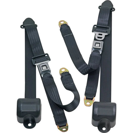 Seatbelt Solutions Front Metal Push Button 3 Point Retractable Belts for 82-91 Jeep CJ-5, CJ-7, CJ-8 Scrambler & Wrangler YJ