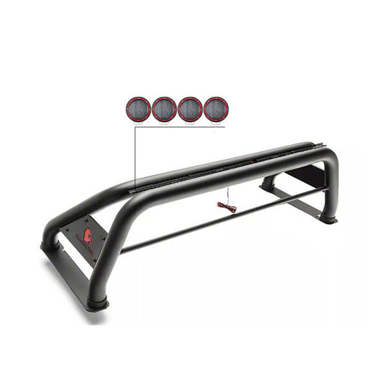 Black Horse Off Road Classic Roll Bar with 2 Sets of 5.3" Round LED Lights for 20-23 Jeep Gladiator JT without Tonneau