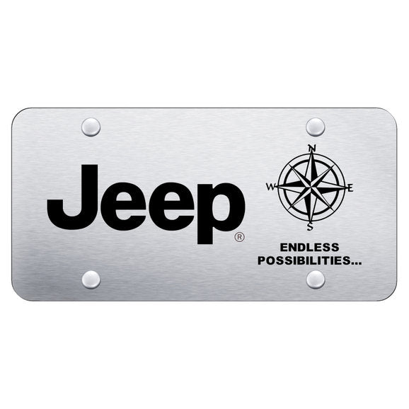 Load image into Gallery viewer, Automotive Gold Laser Etched Jeep Endless Possibilities License Plate
