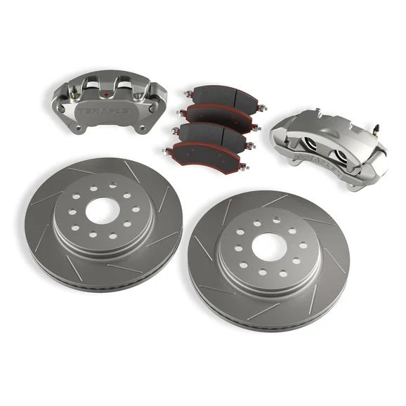 Load image into Gallery viewer, Teraflex 4303420 Front Big Brake Kit with Slotted Rotors for 07-18 Jeep Wrangler JK
