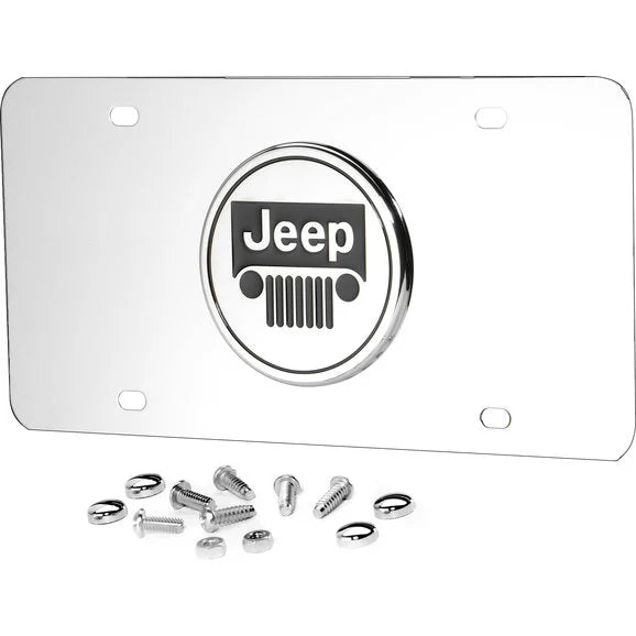 Automotive Gold JEECC 3-D Stainless Steel Jeep Grille Logo License Plate