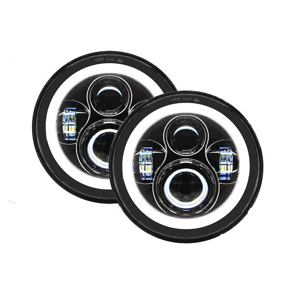 Load image into Gallery viewer, Quake LED QTE902 Tempest Halo RGB 7&quot; LED Headlight Kit for Jeep Wrangler JK, TJ &amp; CJ
