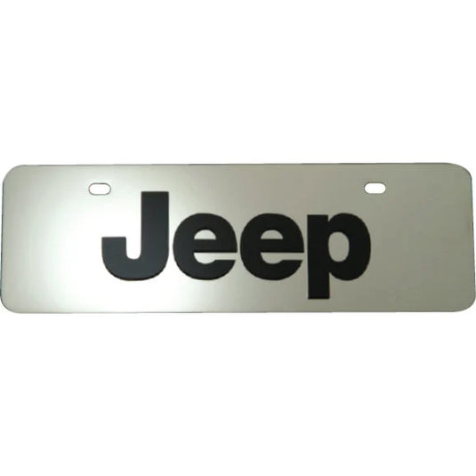 Eurosport Daytona 1418-1H Jeep Half-high License Plate with Jeep Logo on Polished Stainless Steel