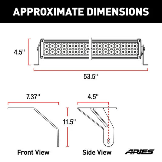 Aries 15011306 Windshield 50" Light Bar & Brackets for 18-24 Jeep Wrangler JL & Gladiator JT