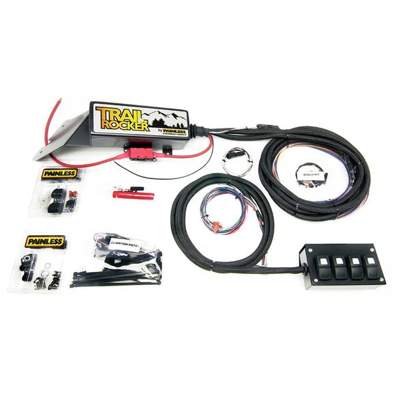 Painless Wiring 57020 Trail Rocker System with Overhead 4 Switch Console for 76-86 Jeep CJ-5, CJ-7 & CJ-8