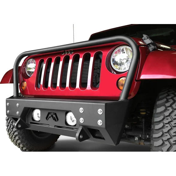 Load image into Gallery viewer, Fab Fours JK07B18561 FMJ Front Stubby Winch Bumper with Grille Guard for 07-18 Jeep Wrangler JK
