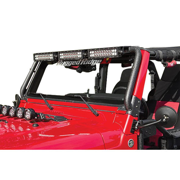 Load image into Gallery viewer, Rugged Ridge 11232.08 Windshield Light Bar Mount for 97-06 Jeep Wrangler TJ &amp; Unlimited
