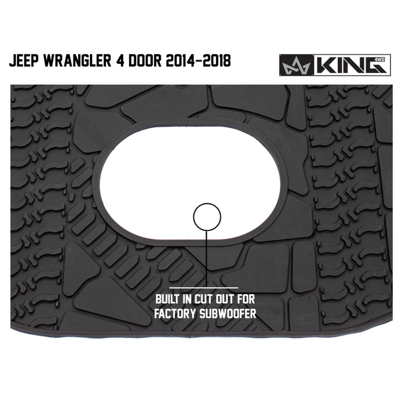 Load image into Gallery viewer, King 4WD Premium Four-Season Cargo Liner With Sub Woofer Cut Out Jeep Wrangler Unlimited JK 4 Door 2015-2018
