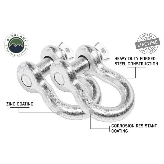 Recovery Shackle D-Ring 3/4" 4.75 Ton Zinc - Sold In Pairs