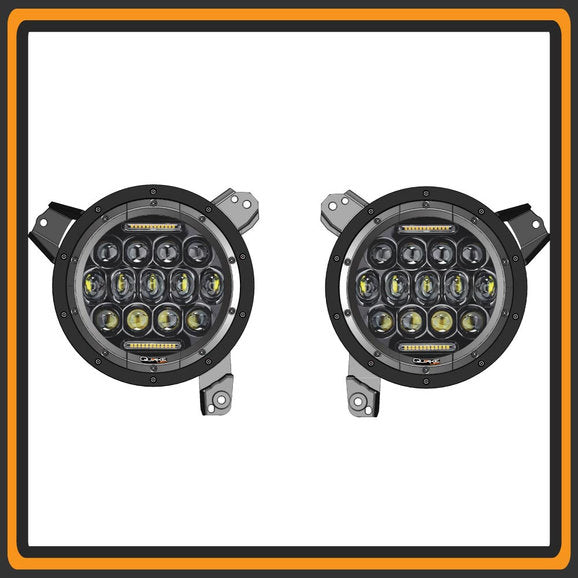 Load image into Gallery viewer, Quake LED QTE686 RGB LED Headlights with Fog Lights for 18-24 Jeep Wrangler JL &amp; Gladiator JT
