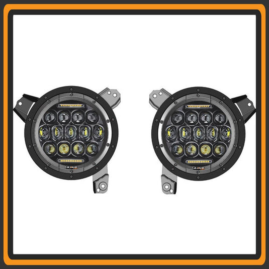 Quake LED QTE686 RGB LED Headlights with Fog Lights for 18-24 Jeep Wrangler JL & Gladiator JT