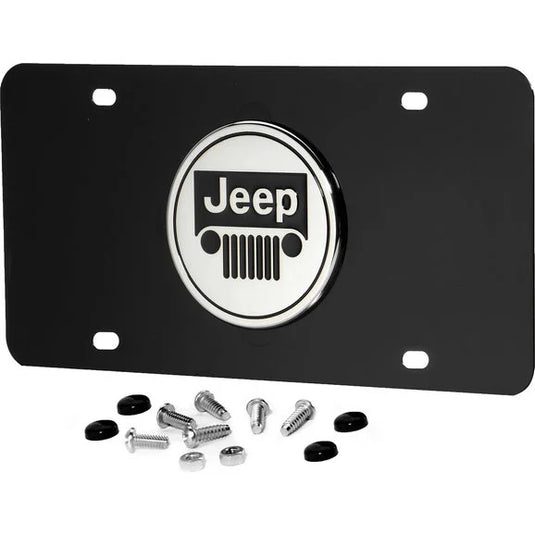 Automotive Gold JEECB 3-D Black Powder Coated Jeep Grille Logo License Plate