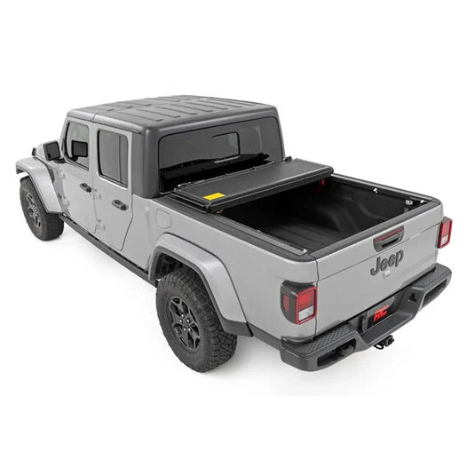 Rough Country 47620500A Low Profile Hard Tri-Fold Tonneau Cover for 20-24 Jeep Gladiator JT