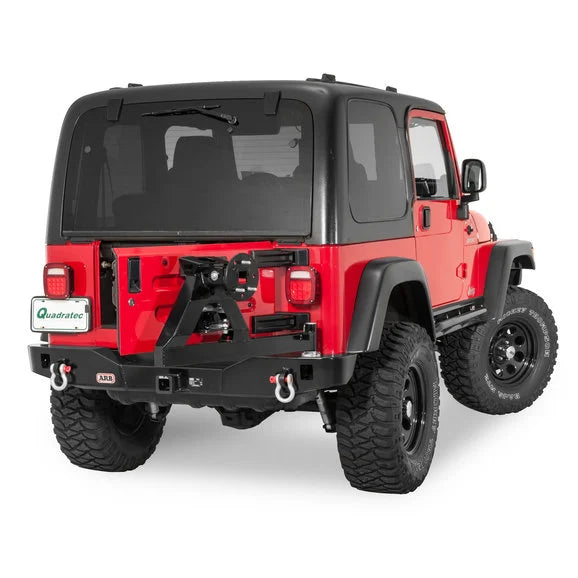 Load image into Gallery viewer, ARB Rear Modular Bumper &amp; Swing Away Wheel Carrier in Black for 97-06 Jeep Wrangler TJ
