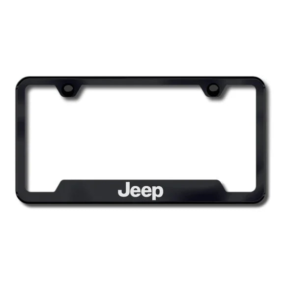 Load image into Gallery viewer, Automotive Gold Laser Etched Cut-Out Jeep Logo License Plate Frame
