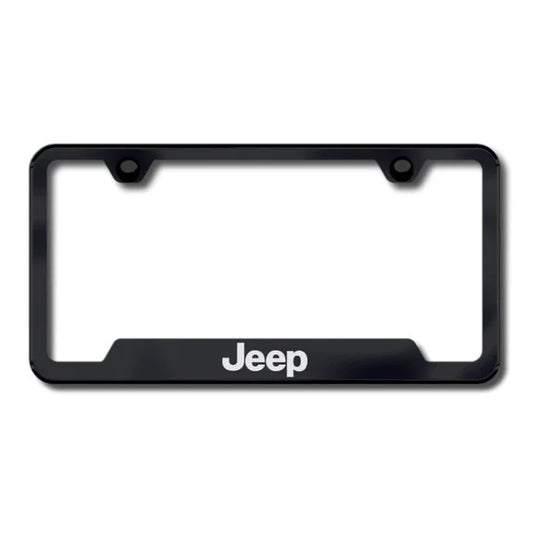 Automotive Gold Laser Etched Cut-Out Jeep Logo License Plate Frame