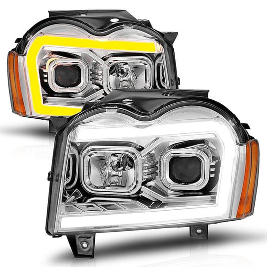 Anzo USA Projector Switchback Plank Style Headlights for 05-07 Grand Cherokee WK