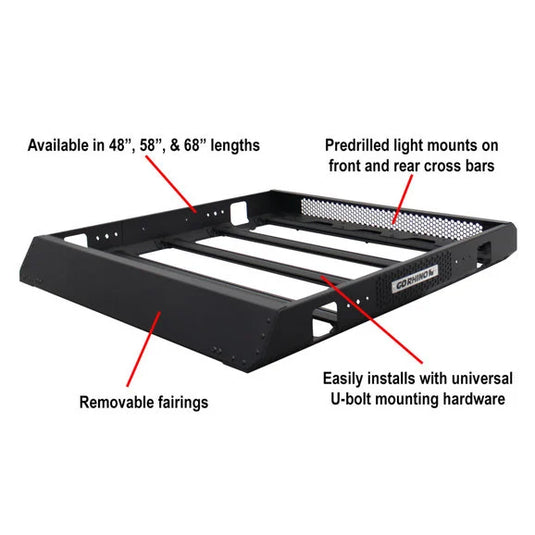 Go Rhino SRM400 Series Roof Rack for 18-21 Jeep Wrangler JK, JL, and Gladiator JT