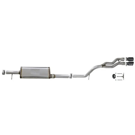 aFe Power Rebel Series 2.5" Dual Exit Center Cat-Back Exhaust in Stainless Steel for 07-18 Jeep Wrangler JK Unlimited 4 Door