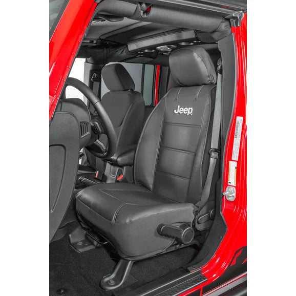 Plasticolor Jeep Logo Sideless Front Seat Cover for Jeep Vehicles with Removable Headrests