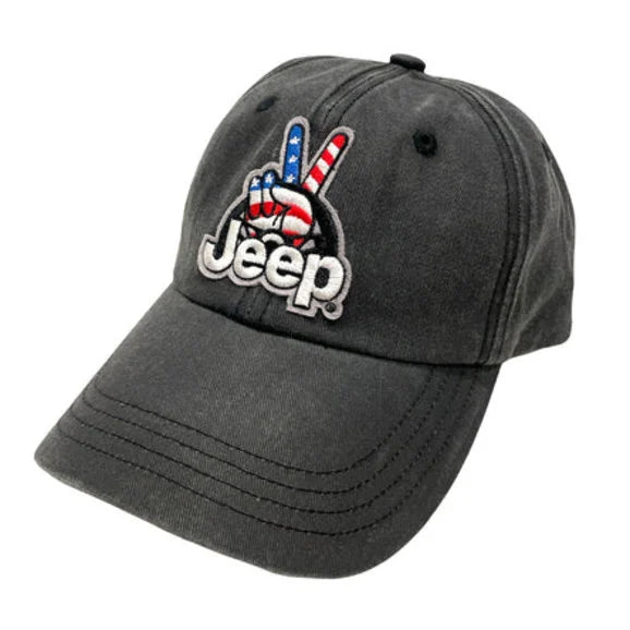 Jeep Merchandise HAT-JWaveUSAdad-GWblk Jeep Wave USA Chino Twill Patch Hat