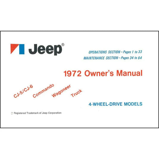 Bishko Automotive Literature Factory Authorized Owners Manuals for 72-86 CJ Jeep Models