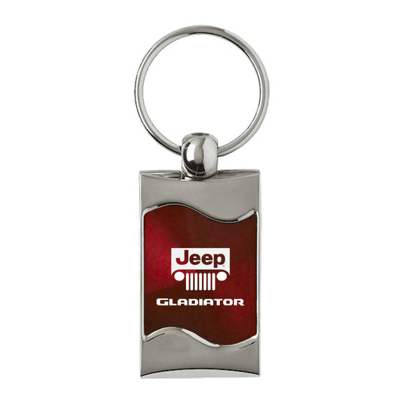 Load image into Gallery viewer, Automotive Gold Jeep Logo Gladiator Rectangle Wave Keychain
