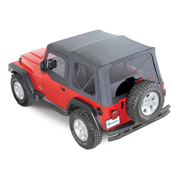 Load image into Gallery viewer, QuadraTop 11000.4635 Premium Sailcloth Replacement Soft Top &amp; Upper Doors in Black Diamond for 97-06 Jeep Wrangler TJ
