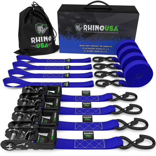 Rhino USA 1.6" x 15' Heavy Duty Ratchet Tie-Down- 4-Pack