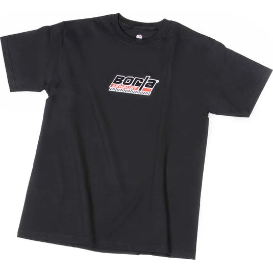 Borla 21277 Large Crew Neck T-Shirt with Checkered Logo in Black