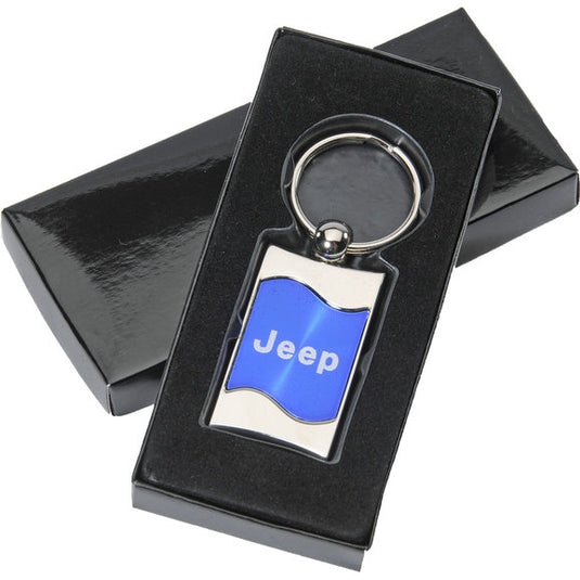 Automotive Gold Jeep Logo Rectangular Wave Keychain