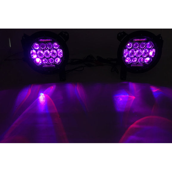 Load image into Gallery viewer, Quake LED Tempest Series RGB 7&quot; LED Headlight Kit for Jeep Wrangler JK, TJ &amp; CJ
