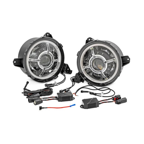 Load image into Gallery viewer, Rough Country RCH5300 9 Inch LED Halo Projector Headlights for 18-24 Jeep Wrangler JL &amp; 20-24 Gladiator JT
