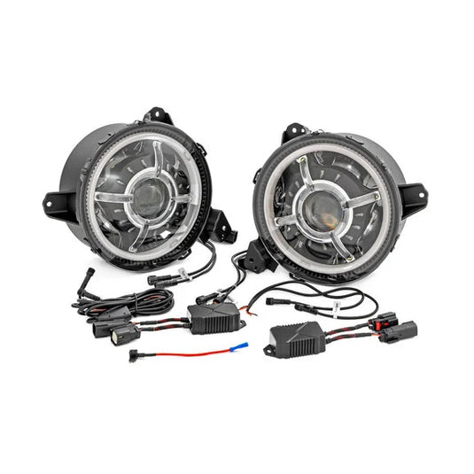 Rough Country RCH5300 9 Inch LED Halo Projector Headlights for 18-24 Jeep Wrangler JL & 20-24 Gladiator JT