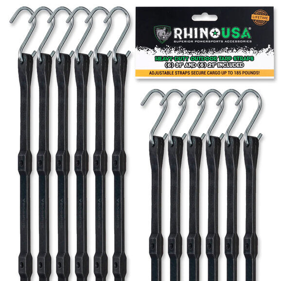 Rhino USA TD-BGHD12-BLK Heavy Duty Tarp Straps