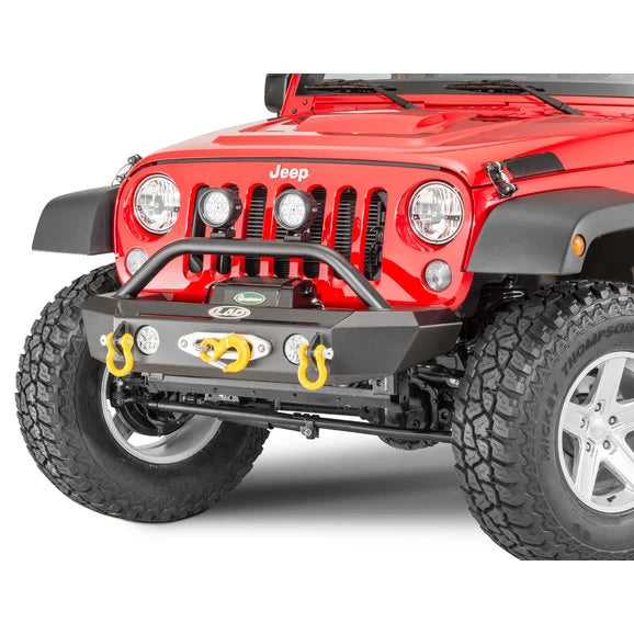 LoD Offroad JFB0737 Signature Series Shorty Front Winch Bumper with Bull Bar for 07-18 Jeep Wrangler JK for Warn PowerPlant Winch