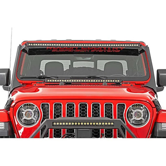 Rough Country 50 Inch LED Light Bar Upper Windshield Kit for 18-24 Jeep Wrangler JL & Gladiator JT