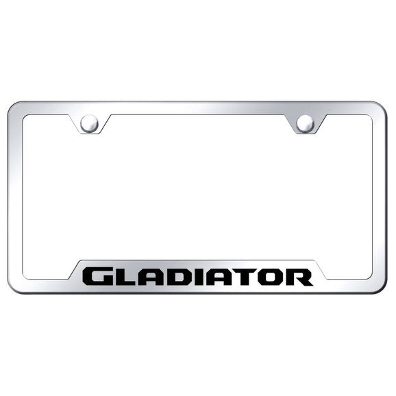 Load image into Gallery viewer, Automotive Gold Laser Etched Stainless Gladiator Cut-Out License Plate Frame
