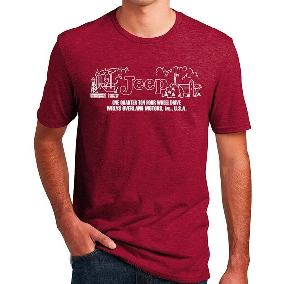 Jeep Merchandise Men's Jeep Willys Dash Plaque T-Shirt in Heather Deep Red