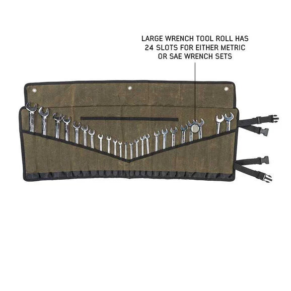 Load image into Gallery viewer, Overland Vehicle Systems Waxed Canvas Wrench Tool Roll Storage Bag
