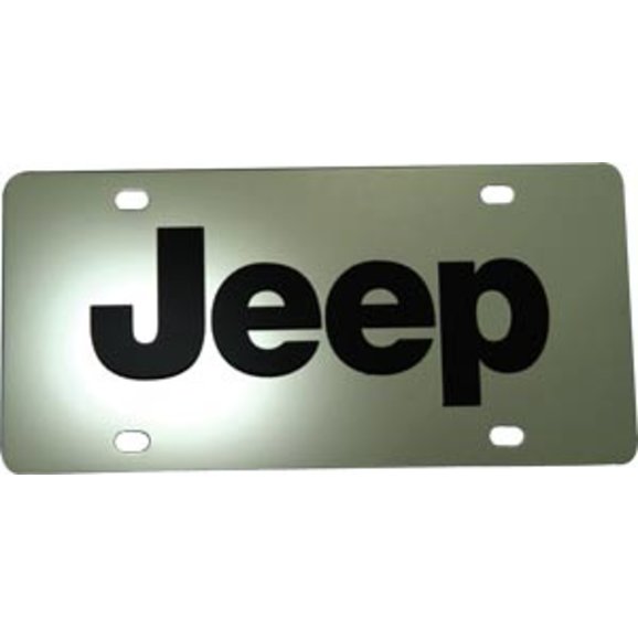 Eurosport Daytona 1418-1 Jeep License Plate with Jeep Logo on Polished Stainless Steel