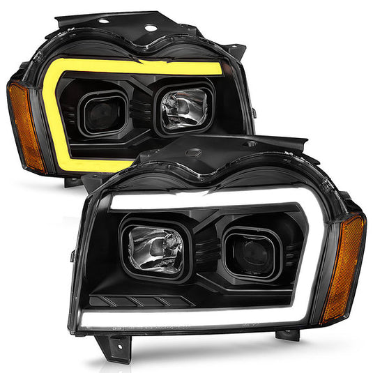 Anzo USA Projector Switchback Plank Style Headlights for 05-07 Grand Cherokee WK