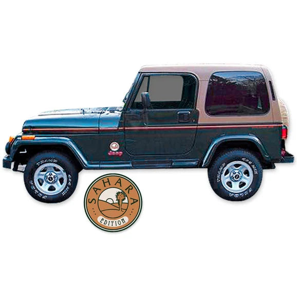 Load image into Gallery viewer, Phoenix Graphix Sahara Edition Vinyl Hood Graphics Kit for 92-95 Jeep Wrangler YJ
